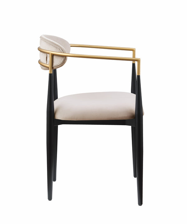 English Elm Modern Upholstered Dining Chairs Set of 2 with Comfortable Padded Seats and Sleek Contemporary Design Black+Taupe 26.8 L x 23.75 W x 25.5 H B011139605