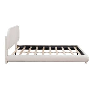 English Elm Teddy Fleece Queen Platform Bed Curved Sculptural Frame for Contemporary Bedroom SF000068AAA