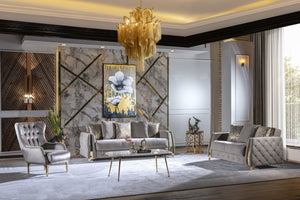 English Elm Lust 3-Piece Modern Living Room Set In Stylish Taupe With Hidden Storage & Sleeper Functionality B009S02061