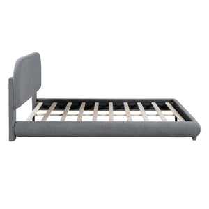 English Elm Teddy Fleece Queen Platform Bed Curved Sculptural Frame for Contemporary Bedroom SF000068AAE