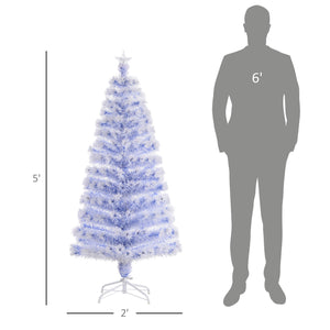 English Elm 5ft White Douglas Fir Pre-Lit Christmas Tree with Fiber Optic & Multi-Color LED Lights, 180 Tips, Star Topper W2225139560