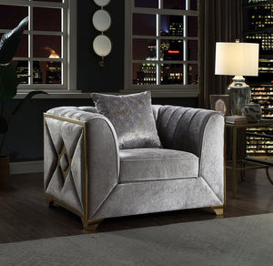 English Elm Velencia Modern Velvet Living Room Chair with Solid Wood Frame, Cushioned Seat for Luxurious Comfort Silver B009139138