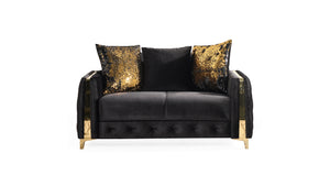 English Elm Lust Black Loveseat with Convertible Bed & Under-Seat Storage, 100% Polyester Upholstery Comfort B009S01898