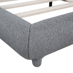 English Elm Teddy Fleece Full Upholstered Platform Bed Curved Frame Cushioned Cozy Bedroom SF000067AAE