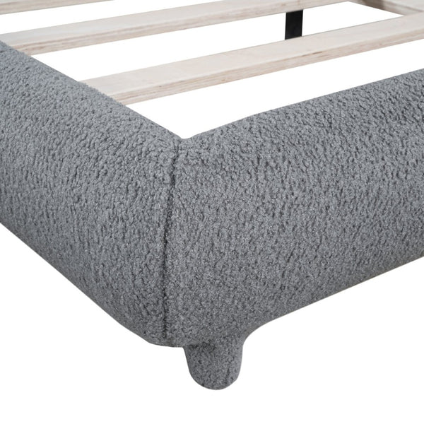 English Elm Teddy Fleece Full Upholstered Platform Bed Curved Frame Cushioned Cozy Bedroom SF000067AAE