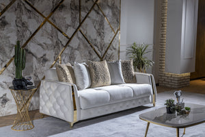 English Elm Lust Modern 3-Piece Off-White Living Room Set With Hidden Beds, Storage & Plush Comfort For Your Home B009S02060