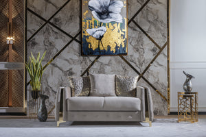 English Elm Lust 3-Piece Modern Living Room Set In Stylish Taupe With Hidden Storage & Sleeper Functionality B009S02061