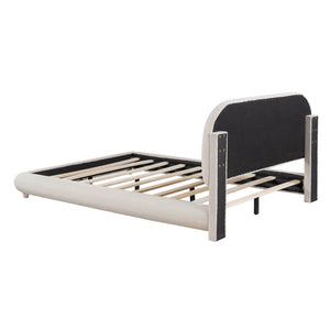 English Elm Teddy Fleece Full Upholstered Platform Bed Curved Frame Cushioned Cozy Bedroom SF000067AAA