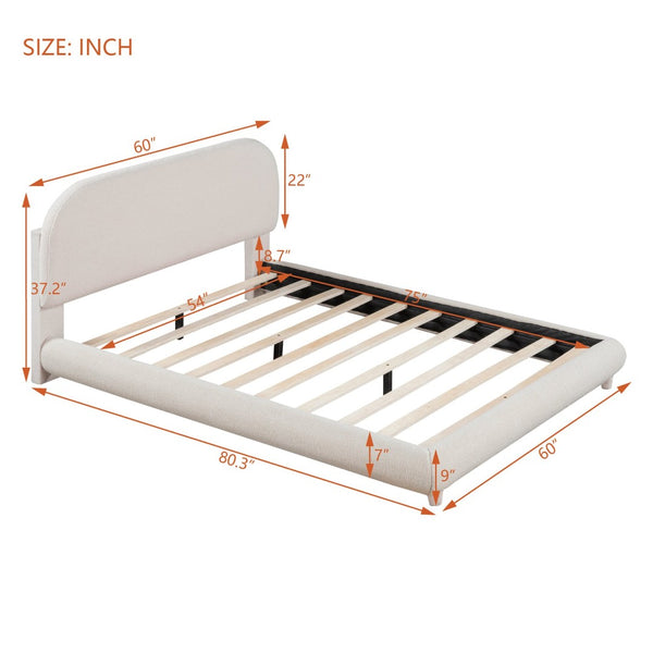 English Elm Teddy Fleece Full Upholstered Platform Bed Curved Frame Cushioned Cozy Bedroom SF000067AAA