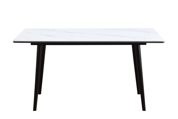 English Elm Modern Sintered Stone Dining Table 60"x35" Sleek Contemporary 30" Height Stylish Entertaining White 65.25 L x 40.25 W x 5.5 H B011140185