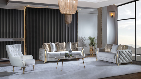 English Elm Lust Modern Style Chair with Durable Manufactured Wood Frame and Soft 100% Polyester Upholstery for Living Room Comfort and Style Off White G150109261