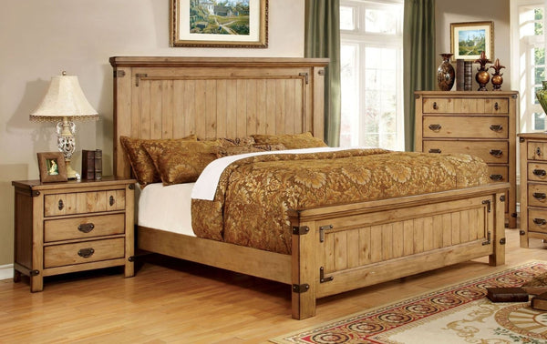 English Elm Cottage Weathered Elm Nightstand with USB Charger, Felt-Lined Top Drawer, Ball-Bearing Glides, Bronze Pulls B011139598