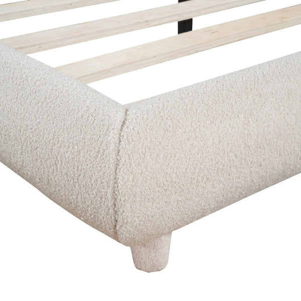 English Elm Teddy Fleece Full Upholstered Platform Bed Curved Frame Cushioned Cozy Bedroom SF000067AAA