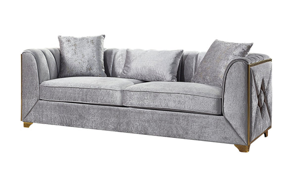 English Elm Velencia Velvet Sofa with Gold Accents — Modern Solid Wood Frame, Plush Cushions, Luxurious Comfort B009139136