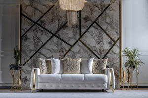 English Elm Lust 3Pc Off White Living Room Set - Modern Comfort With Hidden Beds & Storage For Stylish Spaces B009S02059