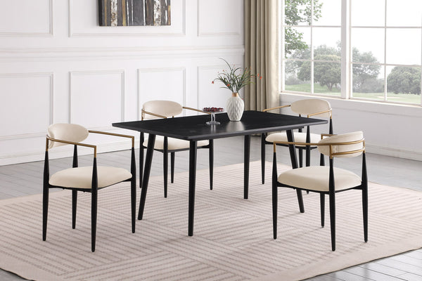 English Elm Modern Sintered Stone Dining Table 60"x35" Sleek Contemporary 30" Height Stylish Entertaining Black 65.25 L x 40.25 W x 5.5 H B011140183