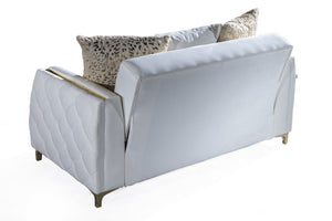 English Elm Lust Off-White Loveseat with Pull-Out Bed & Under-Seat Storage, 100% Polyester Upholstery, Cozy Elegance B009S01547