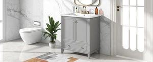English Elm 30" Bathroom Vanity With Durable Sink Combo, Stylish Grey Cabinet, Functional Storage & Adjustable Shelf SY999606AAE