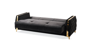 English Elm Lust 3Pc Modern Living Room Set In Black - Chic, Multi-Functional Design With Storage & Comfort B009S02058