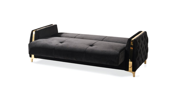 English Elm Lust 3-Piece Modern Living Room Set In Black: Stylish, Multifunctional With Hidden Bed & Storage! B009S02057