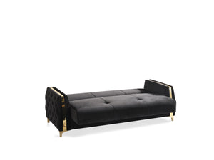 English Elm Lust Black sleeper sofa with storage and hidden bed, durable wood frame for stylish versatile comfort B009S01907