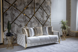 English Elm Lust Modern Sleeper Sofa with Hidden Bed and Under-Seat Storage, Durable Wood Frame for Living Rooms Off White B009S01550