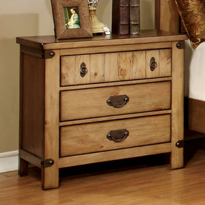 English Elm Cottage Weathered Elm Nightstand with USB Charger, Felt-Lined Top Drawer, Ball-Bearing Glides, Bronze Pulls B011139598