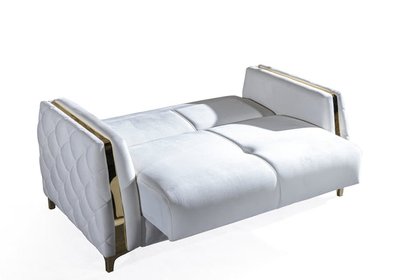 English Elm Lust Off White Loveseat with Sleeper & Under-Seat Storage, 100% Polyester Upholstery, Modern Comfort (95) B009S01899