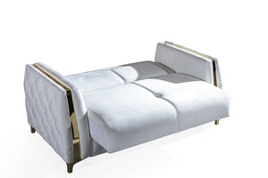 English Elm Lust Off-White Loveseat with Pull-Out Bed & Under-Seat Storage, 100% Polyester Upholstery, Cozy Elegance B009S01547