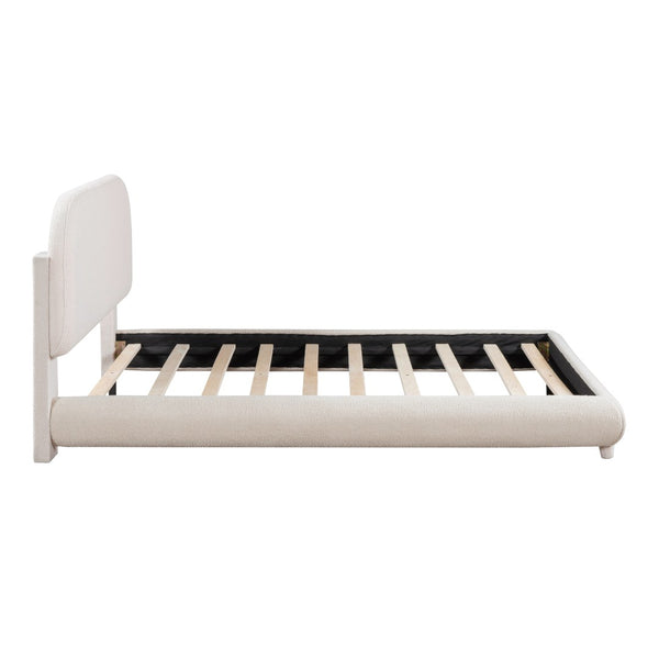 English Elm Teddy Fleece Full Upholstered Platform Bed Curved Frame Cushioned Cozy Bedroom SF000067AAA