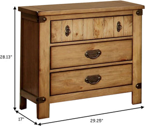 English Elm Cottage Weathered Elm Nightstand with USB Charger, Felt-Lined Top Drawer, Ball-Bearing Glides, Bronze Pulls B011139598