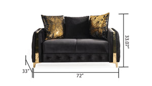 English Elm Lust Black Loveseat with Convertible Bed & Under-Seat Storage, 100% Polyester Upholstery Comfort B009S01898