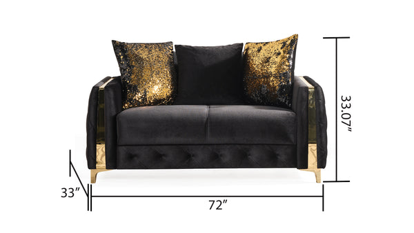 English Elm Lust Black Loveseat with Convertible Bed & Under-Seat Storage, 100% Polyester Upholstery Comfort B009S01898