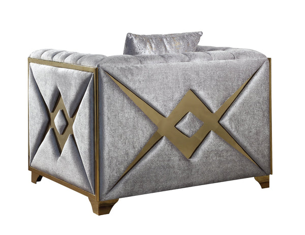 English Elm Velencia Velvet Modern Wood Accent Chair with Cushioned Seat and Stylish Contemporary Design, Luxe Comfort Silver G150109220