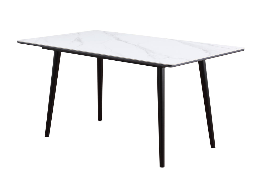 English Elm Modern Sintered Stone Dining Table 60"x35" Sleek Contemporary 30" Height Stylish Entertaining White 65.25 L x 40.25 W x 5.5 H B011140185