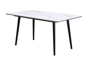 English Elm Modern Sintered Stone Dining Table 60"x35" Sleek Contemporary 30" Height Stylish Entertaining White 65.25 L x 40.25 W x 5.5 H B011140185
