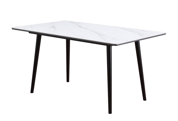 English Elm Modern Sintered Stone Dining Table 60"x35" Sleek Contemporary 30" Height Stylish Entertaining White 65.25 L x 40.25 W x 5.5 H B011140185