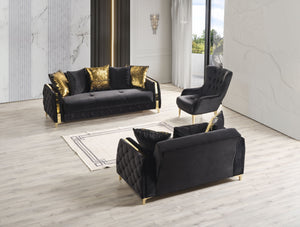 English Elm Lust 3Pc Modern Living Room Set In Black - Chic, Multi-Functional Design With Storage & Comfort B009S02058