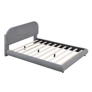 English Elm Teddy Fleece Full Upholstered Platform Bed Curved Frame Cushioned Cozy Bedroom SF000067AAE