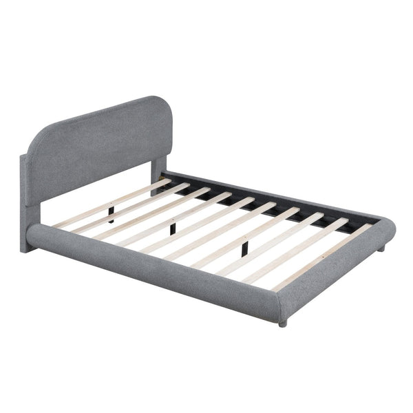 English Elm Teddy Fleece Full Upholstered Platform Bed Curved Frame Cushioned Cozy Bedroom SF000067AAE