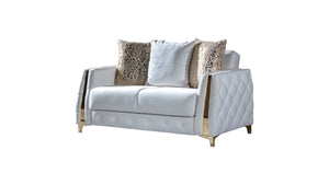 English Elm Lust Off-White Loveseat with Pull-Out Bed & Under-Seat Storage, 100% Polyester Upholstery, Cozy Elegance B009S01547