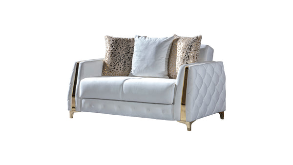 English Elm Lust Off-White Loveseat with Pull-Out Bed & Under-Seat Storage, 100% Polyester Upholstery, Cozy Elegance B009S01547