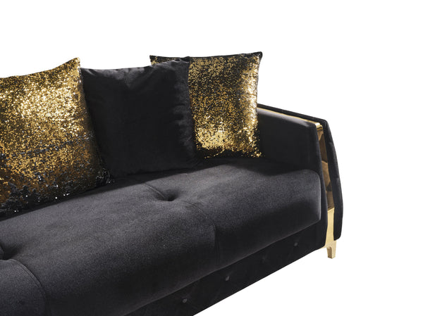 English Elm Lust 3Pc Modern Living Room Set In Black - Chic, Multi-Functional Design With Storage & Comfort B009S02058