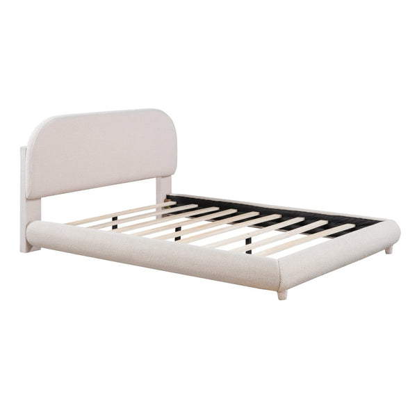 English Elm Teddy Fleece Full Upholstered Platform Bed Curved Frame Cushioned Cozy Bedroom SF000067AAA