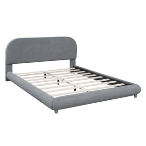 English Elm Teddy Fleece Queen Platform Bed Curved Sculptural Frame for Contemporary Bedroom SF000068AAE