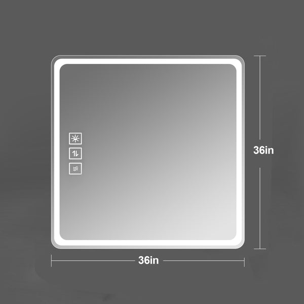 English Elm 36x36 Frameless Led Vanity Mirror Anti-fog Front Lit Square Bathroom Wall Mount W2071137653