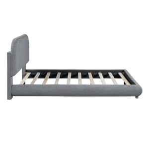 English Elm Teddy Fleece Full Upholstered Platform Bed Curved Frame Cushioned Cozy Bedroom SF000067AAE