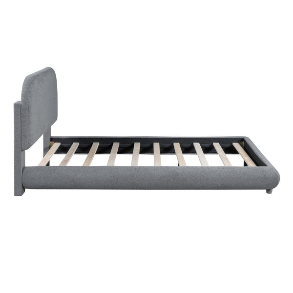 English Elm Teddy Fleece Full Upholstered Platform Bed Curved Frame Cushioned Cozy Bedroom SF000067AAE