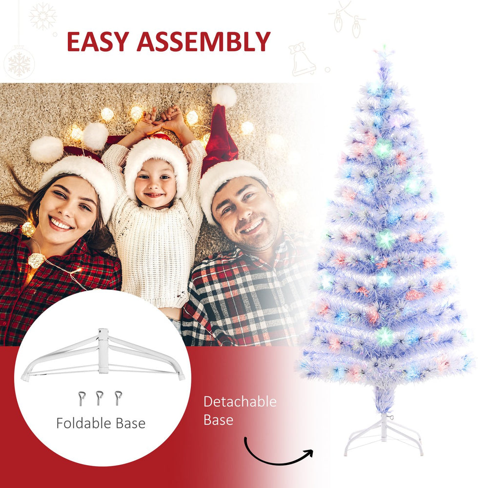 English Elm 5ft White Douglas Fir Pre-Lit Christmas Tree with Fiber Optic & Multi-Color LED Lights, 180 Tips, Star Topper W2225139560