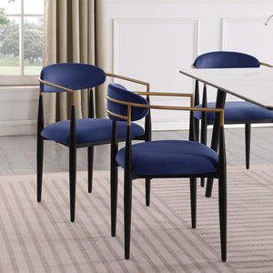 English Elm Modern 5pc Dining Set with Black Sintered Stone Table and Blue Fabric Chairs, Stylish Comfort and Durability White+Blue 65.25 L x 40.25 W x 5.5 H B011S00614